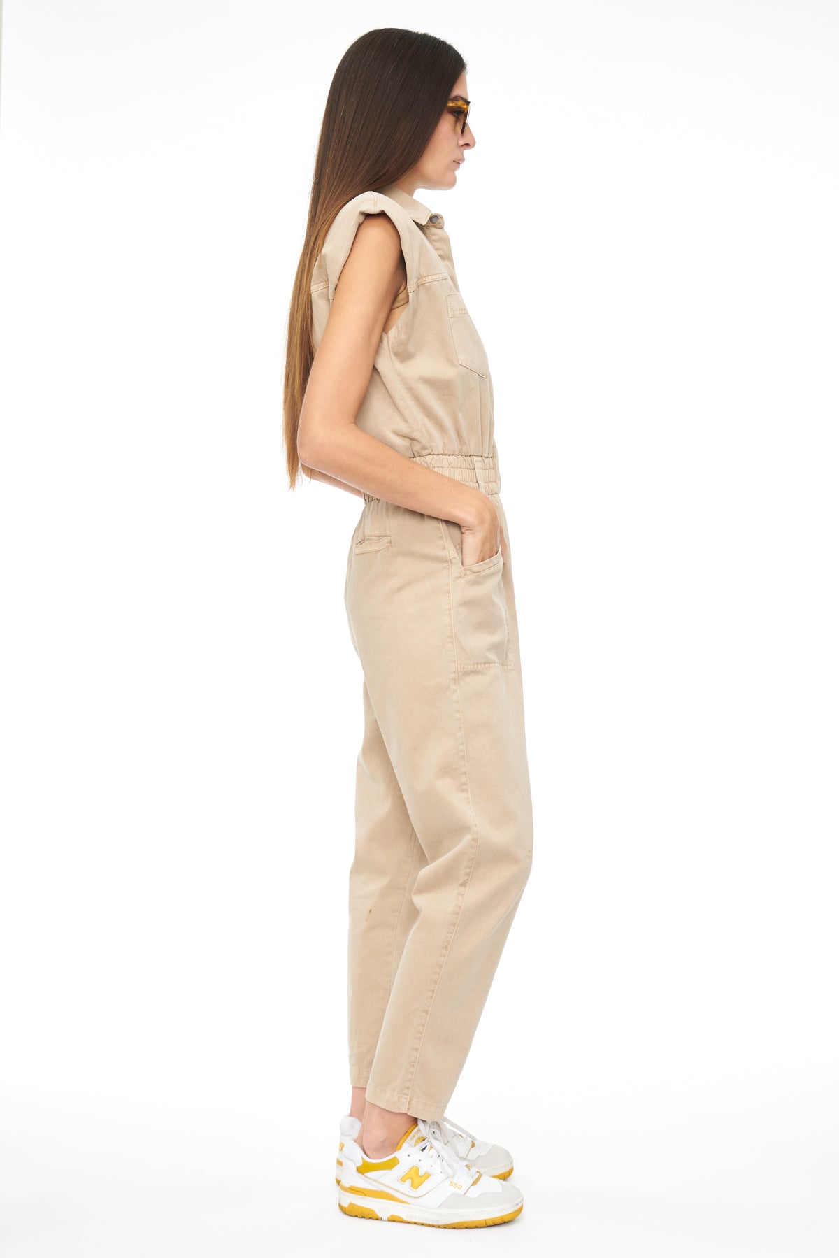 Rosie Shoulder Pad Jumpsuit - Sesame
            
              Sale